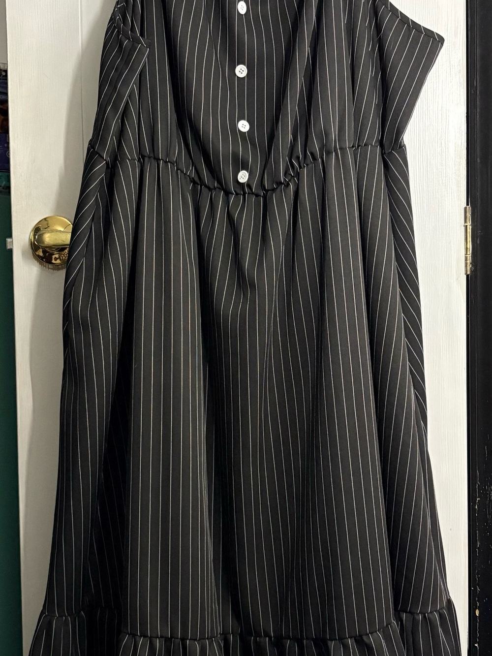 BloomChic Black and White Pinstripe Maxi Dress